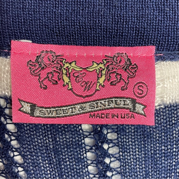 Sweet & Sinful Blue and White Striped Open Front Cardigan Size S - Picture 3 of 8